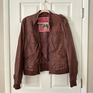 Leather bomber jacket